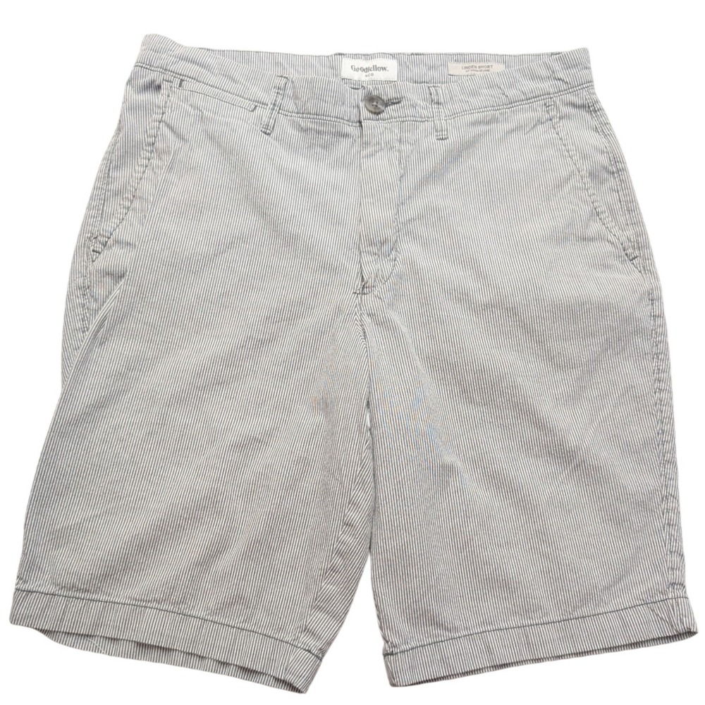 Goodfellow & Co Linden Short Mens 32 Blue White Micro Stripe 10.5 Inseam Chino